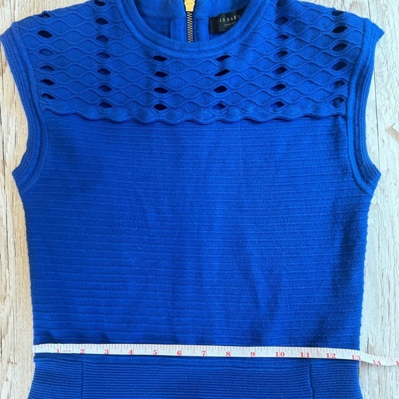 Ted Baker Zaralia Fit & Flare Knit Skater Dress Royal Blue with Cut Outs size 2 - Picture 9 of 12